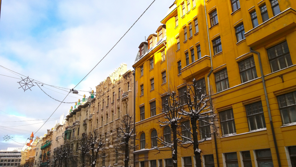 Arquitetura Art Nouveau, no Quiet Centre de Riga, Letônia