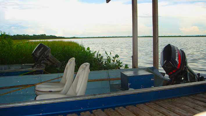 Chegando de barco no Pantanal
